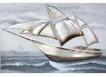Holzbild GILDE "Bild rechteckig Segelboot", farbe bild(er): blau, grau, weiß, B:150cm H:100cm T:3,8cm, Poly-Leinwand, Bilder, Holzbild