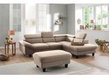 Ecksofa HOME AFFAIRE "Pilot L-Form", beige (sand), B:266cm H:73cm T:108cm, 100% Polyester; Feinstruktur 75000 Scheurtouren; Struktur 35000 Scheuertouren, Mikrofaser 40000 Scheuertouren, Sofas, Ecksofa, mit Kopfteilverstellung, wahlweise mit Bettfunktion & Bettkasten