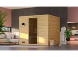 Sauna KARIBU "Soraja", beige (naturbelassen), ohne Ofen, (ohne Ofen), Saunen, Sauna, ohne Ofen