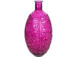 Bodenvase GILDE "Bodenvase rund Dschungel", magenta, B:29cm H:59cm T:29cm Ø:29cm, Glas, Vasen, Bodenvase