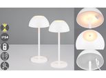 REALITY Leuchten "RICARDO Tischleuchte 2er-Set" LED-Board 2 Stk. Warmweiß 2er Set Outdoor Akku Tischlampe Pilzdesign USB-C 4-fach Touch Dimmer