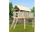 Spielturm AKUBI "Fidel", grau (terragrau), Spieltürme, KinderB:198cm H:329,5cm T:243cm, Holzwerkstoff, Spielturm, BxTxH: 198x243x330 cm, B:198cm H:329,5cm T:243cm