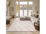 Teppich THE CARPET "Knight", beige, B:120cm H:12mm L:170cm, Polyester, Teppiche, Teppich, moderner Wohnzimmer Teppich elegant glänzender Flor