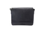 Schultertasche JOOP "manciano nevio messenger mhf", Mädchen, Gr. B/H/T: 34cm x 26cm x 9cm, schwarz, Rindsleder, Taschen Schultertasche, Unisex Geschäftstasche, Umhängetasche mit Logoprägung