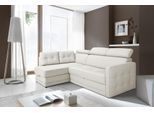 Ecksofa EXXPO - SOFA FASHION "Arles, Federkern, zeitlos, Breite 225cm, L-Form", weiß (altweiß), B:225cm H:94cm T:165cm, Kunstleder SOFTLUX;NaturLEDER (echtes Rindsleder) in Sitz und Rücken. Korpus in passendem Kunstleder SOFTLUX bezogen, Sofas, Ecksofa, wahlweise mit Bettfunktion und Bettkasten, inkl. Kopfteilverstellung