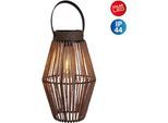 LED Solarleuchte NÄVE "Korbinian", beige (natur), B:18cm H:30cm L:18cm, Leuchten, LED Solarleuchte, Schnurbespannung, inkl. Lichtbulb mit LED, warmweißes Licht, Henkel