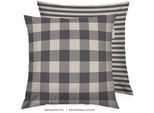 Kissenbezüge TOM TAILOR HOME "new bedroom, Classic Check, 40x40cm oder 40x80cm", grau (anthrazit, sunny sand), B:40cm L:40cm, Flanell, Obermaterial: 100% Baumwolle, Kissenbezüge, Kissenbezüge, Wendedesign mit Markenreißverschluss
