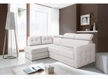 Ecksofa EXXPO - SOFA FASHION "Arles, Federkern, zeitlos, Breite 225cm, L-Form", weiß (altweiß), B:225cm H:94cm T:165cm, Kunstleder SOFTLUX;NaturLEDER (echtes Rindsleder) in Sitz und Rücken. Korpus in passendem Kunstleder SOFTLUX bezogen, Sofas, Ecksofa, wahlweise mit Bettfunktion und Bettkasten, inkl. Kopfteilverstellung