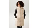 Steppweste ANISTON CASUAL, Damen, Gr. 38, beige (hellbeige), Steppware, Obermaterial: 100% Polyester. Futter: 100% Polyester. Wattierung: 100% Polyester, unifarben, figurbetont ca. Mitte Oberschenkel, Westen Steppweste, mit verstellbarer Kapuze