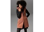 Steppweste ANISTON CASUAL, Damen, Gr. 44, braun (zimt), Steppware, Obermaterial: 100% Polyester. Futter: 100% Polyester. Wattierung: 100% Polyester, unifarben, figurbetont ca. Mitte Oberschenkel, Westen Steppweste, mit verstellbarer Kapuze