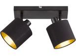 REALITY LEUCHTEN Deckenstrahler "Tommy", schwarz (schwarz matt), 2, H: 19cm, 1 Stk., Leuchten, 2-flammig (E14) in schwarz-gold Optik, Spots einzeln schwenkbar, Deckenstrahler