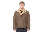 Heren schapenvacht leren bikerjack-Bruma