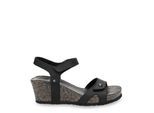 Julia B1 Wedge zwarte leren damessandalen