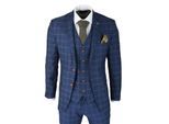 Heren 3-delige Kostuum Blauw Goud Check Peaky Blinders 1920 Gatsby Stijl Vintage Kostuum