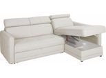 Ecksofa EXXPO - SOFA FASHION "Arles, Federkern, zeitlos, Breite 225cm, L-Form", weiß (altweiß), B:225cm H:94cm T:165cm, Kunstleder SOFTLUX;NaturLEDER (echtes Rindsleder) in Sitz und Rücken. Korpus in passendem Kunstleder SOFTLUX bezogen, Sofas, Ecksofa, wahlweise mit Bettfunktion und Bettkasten, inkl. Kopfteilverstellung