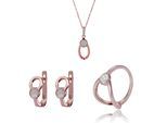 Orphelia 'Gigi' Dames 925 Sterling Zilveren Set: Halsketting + Oorbellen + Ring - Roze SET-7439