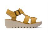 Fly London Dames YUDD236FLY Bumblebee Gele Leren Sandalen Espadrille Platform Wedges