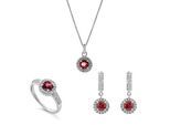 Orphelia 'Bristol' Dames 925 Sterling Zilveren Set: Ketting + Oorbellen + Ring - Zilver SET-7579/P