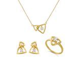 Orphelia 'Santorini' Dames 925 Sterling Zilveren Set: Ketting + Oorbellen + Ring - Gouden SET-7570/G