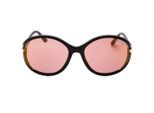 Tom Ford Glanzende Donkerbruine Montuur Roze Bruine Lens Zonnebril