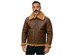Heren Ginger Brown B3 WW2 Schapenvacht Leren Vliegeniersjack - Paars