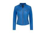 Dames blauw slim-fit leren bikerjack - Maldon