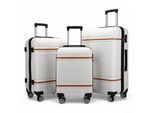 Harde crèmekleurige witte handbagagekofferset, robuuste ABS lichtgewicht bagage, vakantietas
