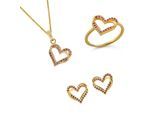 Orphelia 'Cecilia' Dames 925 Sterling Zilveren Set: Ketting + Oorbellen + Ring - Gouden SET-7584/R