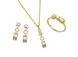 Orphelia 'Madelyn' Dames 925 Sterling Zilveren Set: Ketting + Oorbellen + Ring - Gouden SET-7583/G