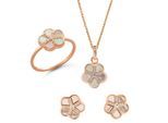 Orphelia 'Daisy' Dames 925 Zilveren Set: Ketting + Oorbellen + Ring - Roze SET-7585/RG