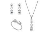 Orphelia 'Madelyn' Dames 925 Sterling Zilveren Set: Ketting + Oorbellen + Ring - Zilver SET-7583