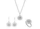Orphelia 'Shine' Dames 925 Sterling Zilveren Set: Ketting + Oorbellen + Ring - Zilver SET-7576