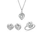 Orphelia 'Amore' Dames 925 Sterling Zilveren Set: Halsketting + Oorbellen + Ring - Zilver SET-7577