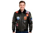 Heren Zwart Top Gun A2 Leren Bomberjack - Perth
