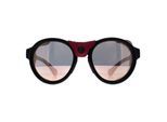 Moncler ML0046 01C glanzend zwart roze rookspiegel zonnebril