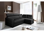 Ecksofa EXXPO - SOFA FASHION "Arles, Federkern, zeitlos, Breite 225cm, L-Form", schwarz, B:225cm H:94cm T:165cm, Kunstleder SOFTLUX;NaturLEDER (echtes Rindsleder) in Sitz und Rücken. Korpus in passendem Kunstleder SOFTLUX bezogen, Sofas, Ecksofa, wahlweise mit Bettfunktion und Bettkasten, inkl. Kopfteilverstellung