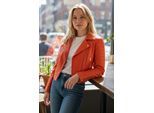 Dames oranje cropped Brando leren bikerjack - Durban