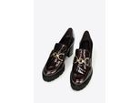 Wittchen Damen-Pumps aus Lackleder, Krokodilmuster mit Schnalle, Burgunderrot