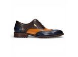 Lorenzo Conti Herren-Brogue-Oxford-Schuhe aus blau-braunem Leder - Antonin 01
