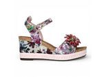 Laura Vita Facyo 75 Lila Paarse Leren Espadrille Sandalen met Bloemenprint voor Dames
