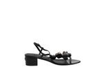 Dolce & Gabbana Schwarze Leder Kristall Fesselriemen Sandalen Schuhe