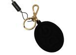 Dolce & Gabbana Black Rubber DG Logo Gold en laiton Metal Course porte-clés pour hommes