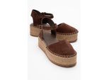 Viba Leren Espadrille Platform Sleehak Sandalen (Dames)