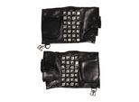 Schwarze Leder Nieten Fingerlose Hand-Mitten Herrenhandschuhe