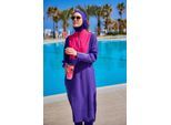 Paarse, bescheiden badmode Burkini-set met volledige dekking