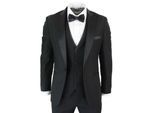 Heren 3-delige Zwarte Tuxedo Pak Klassiek Satijnen Diner Tailored Fit Bruiloft Prom