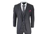 Heren 3-delige Charcoal Grijze Klassieke Stitch Retro Pak