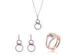 Orphelia 'Aavia' Dames 925 Sterling Zilver Set: Hanger + Oorbellen + Ring - Roze SET-7422