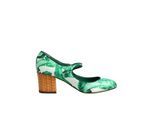 Dolce & Gabbana Grüne Seiden MARY JANES Blatt Sandalen Schuhe