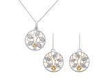 Orphelia 'Oceane' Dames 925 Sterling Zilveren Set: Ketting-Hanger + Oorbellen - Zilver SET-7090/1